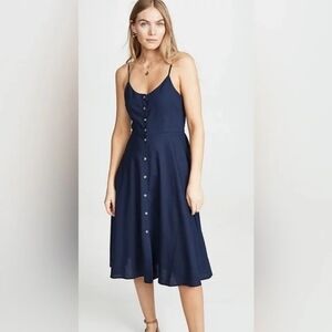 ROLLA'S Navy Blue Button-Front Midi Dress
